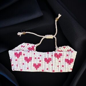 Beaded heart pattern bolo bracelet